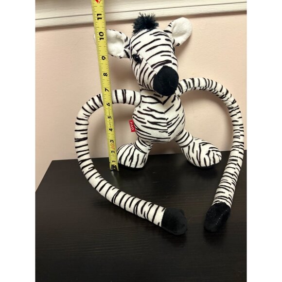 FAO Zebra Plush Toy With Adjustable Sliding Arms & Legs Black & White Striped - Picture 5 of 7